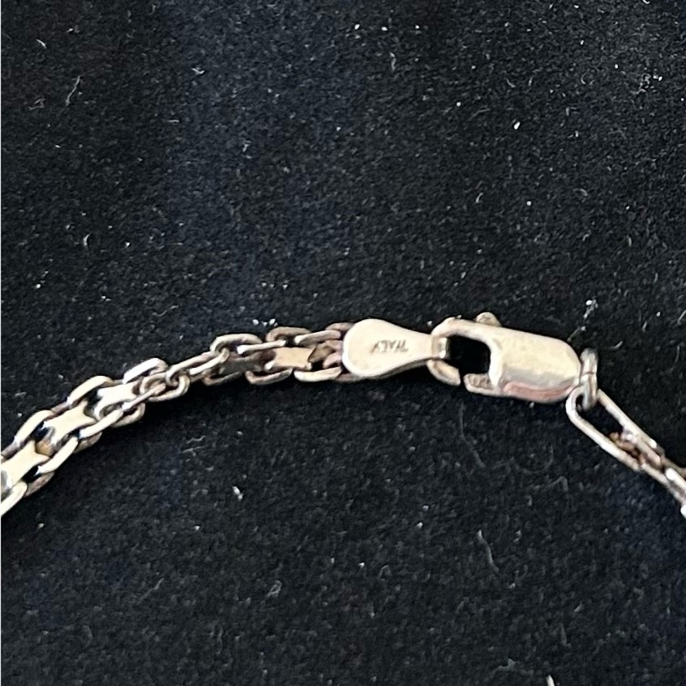 VINTAGE ITALIAN 925 STERLING SILVER FLAT BISMARK NECKLACE LENGTH  18” - Picture 5 of 7